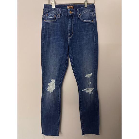 Mother Jeans Looker Ankle Fray Distressed High Waist Skinny Wicked Wildflower 25 - Picture 2 of 7